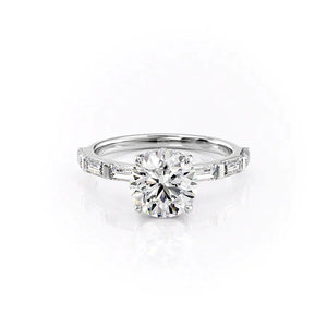 The Hailey Set With A 1 Carat Round 14K White Gold Lab Diamond