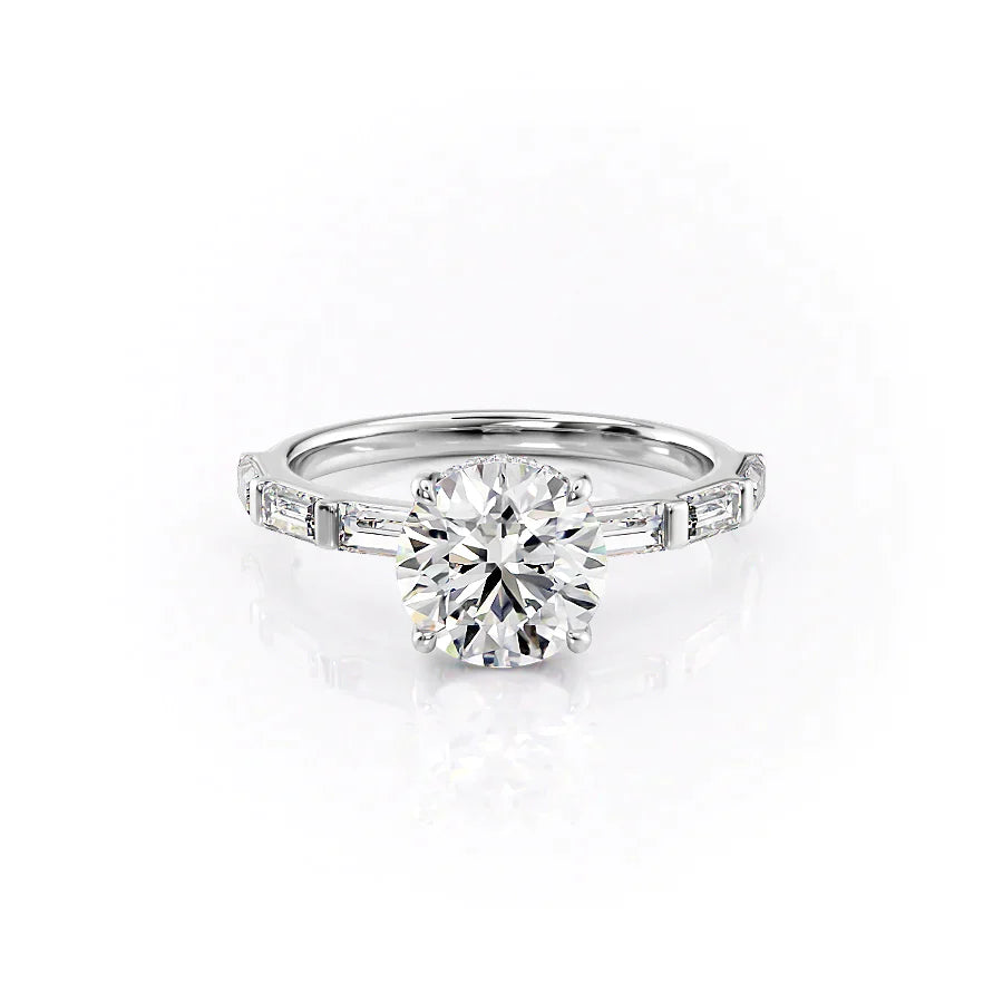 The Hailey Set With A 1.5 Carat Round 18K White Gold Lab Diamond