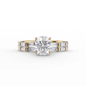 The Hailey Set  With A 4.5 Carat Round 14K Yellow Gold Moissanite