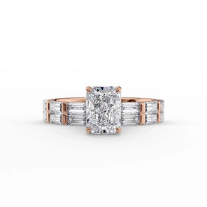 The Hailey Set  With A 4.5 Carat Radiant 14K Rose Gold Moissanite