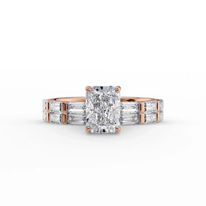 The Hailey Set  With A 1 Carat Radiant 14K Rose Gold Moissanite