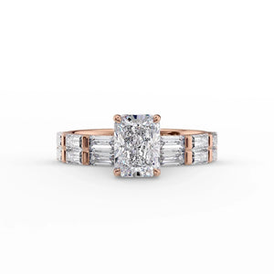 The Hailey Set  With A 2.5 Carat Radiant 18K Rose Gold Moissanite