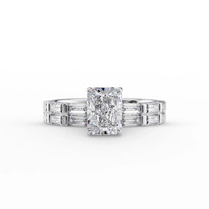 The Hailey Set  With A 2 Carat Radiant 14K White Gold Moissanite