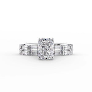 The Hailey Set  With A 5 Carat Radiant 18K White Gold Moissanite
