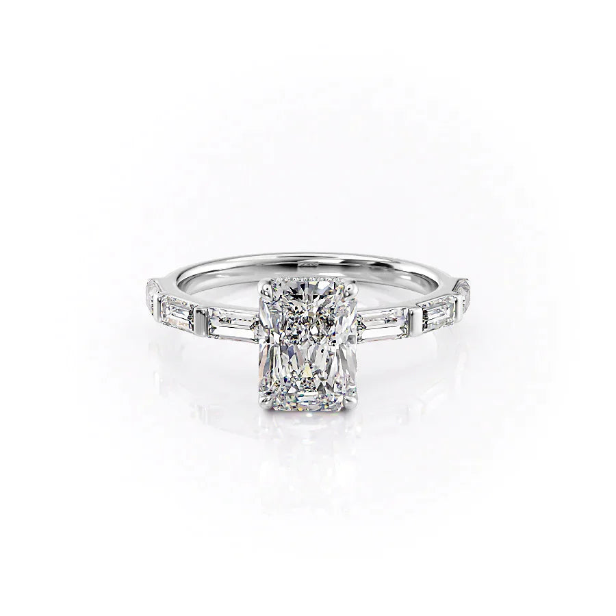 The Hailey Set With A 1 Carat Radiant 18K White Gold Lab Diamond