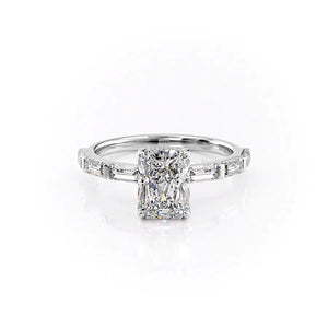The Hailey Set  With A 1 Carat Radiant 14K White Gold Moissanite