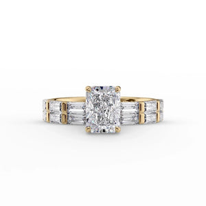 The Hailey Set  With A 2.5 Carat Radiant 18K Yellow Gold Moissanite