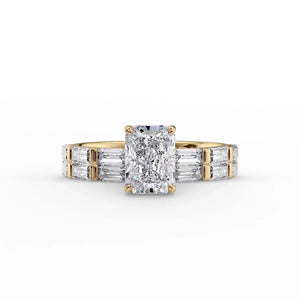 The Hailey Set With A 2.5 Carat Radiant 18K Yellow Gold Lab Diamond