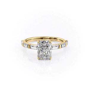 The Hailey Set With A 2 Carat Radiant 14K Yellow Gold Lab Diamond