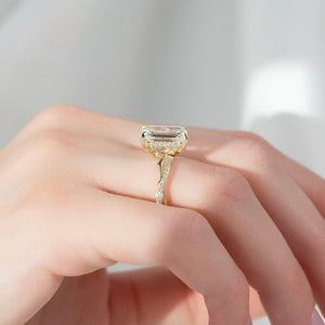 The Pave Twig Set With A 1 Carat Emerald 18K Yellow Gold Lab Diamond