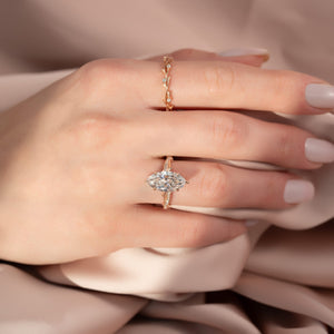 The Pave Twig Set  With A 2 Carat Marquise 18K Rose Gold Moissanite