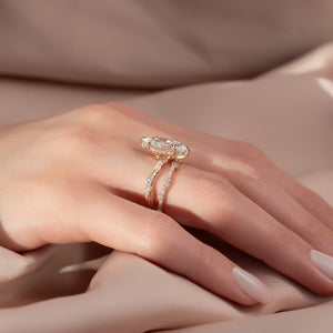 The Pave Twig Set  With A 2 Carat Marquise 18K Rose Gold Moissanite