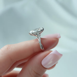 The Pave Twig Set  With A 2 Carat Marquise 18K White Gold Moissanite