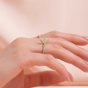 The Pave Twig Set  With A 4.5 Carat Oval 18K Yellow Gold Moissanite