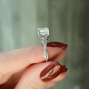 The Pave Twig Set With A 1 Carat Princess 14K White Gold Lab Diamond