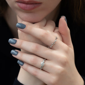 The Pave Twig Set With A 1 Carat Round 14K White Gold Lab Diamond