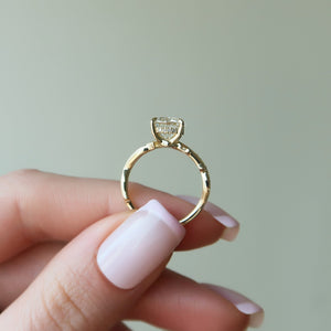 The Pave Twig Set With A 1 Carat Round 14K Yellow Gold Lab Diamond