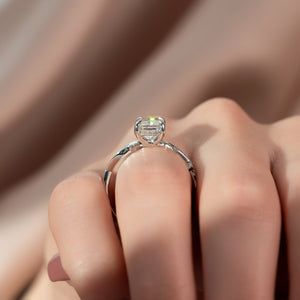 The Pave Twig Set  With A 2.5 Carat Radiant 14K White Gold Moissanite