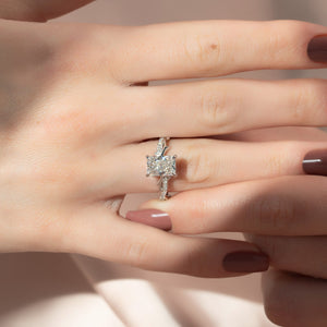 The Pave Twig Set  With A 1 Carat Radiant 18K White Gold Moissanite