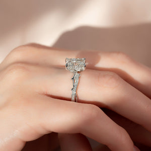 The Pave Twig Set With A 1 Carat Radiant 14K White Gold Lab Diamond