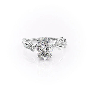 The Pave Twig Set  With A 1 Carat Oval 14K White Gold Moissanite