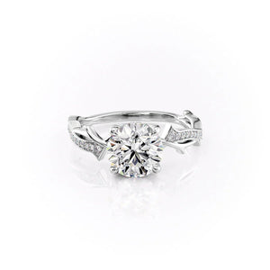 The Pave Twig Set With A 1 Carat Round 18K White Gold Lab Diamond