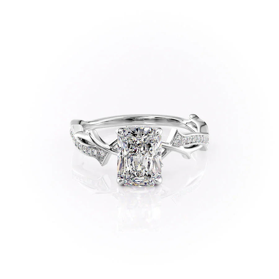 The Pave Twig Set With A 1 Carat Radiant 18K White Gold Lab Diamond