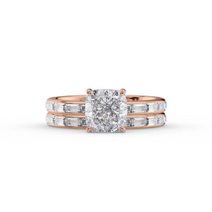 The Jennifer Set With A 1 Carat Cushion 14K Rose Gold Lab Diamond
