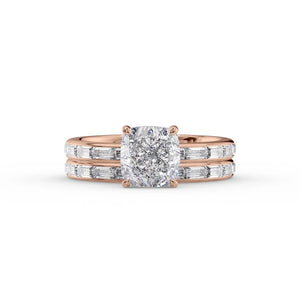 The Jennifer Set With A 1.5 Carat Cushion 14K Rose Gold Lab Diamond