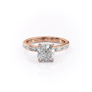 The Jennifer Set With A 1.5 Carat Cushion 14K Rose Gold Lab Diamond