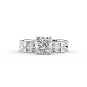 The Jennifer Set  With A 3 Carat Cushion 14K White Gold Moissanite