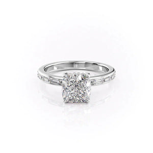 The Jennifer Set With A 1 Carat Cushion 14K White Gold Lab Diamond