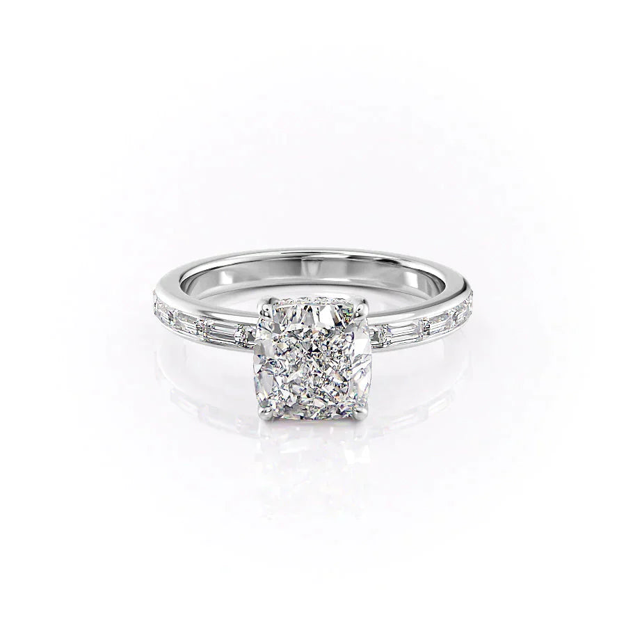 The Jennifer Set With A 1 Carat Cushion 18K White Gold Lab Diamond