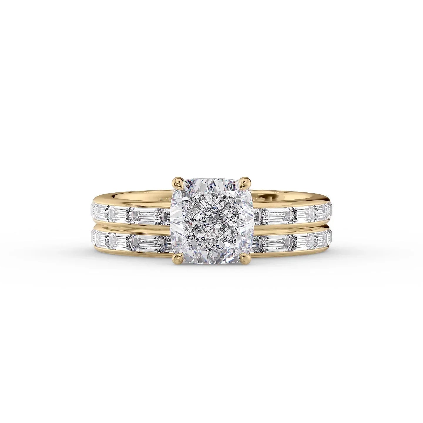 The Jennifer Set With A 1 Carat Cushion 18K Yellow Gold Lab Diamond