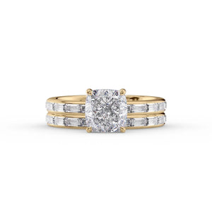 The Jennifer Set With A 1 Carat Cushion 18K Yellow Gold Lab Diamond