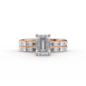 The Jennifer Set  With A 2 Carat Emerald 14K Rose Gold Moissanite