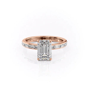 The Jennifer Set  With A 4 Carat Emerald 14K Rose Gold Moissanite