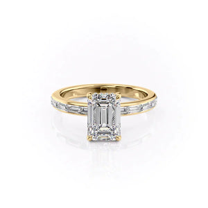 The Jennifer Set With A 1 Carat Emerald 18K Yellow Gold Lab Diamond