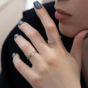 The Jennifer Set  With A 3 Carat Emerald 18K Yellow Gold Moissanite