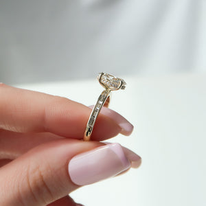 The Jennifer Set  With A 3 Carat Oval 18K Yellow Gold Moissanite
