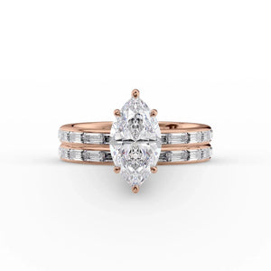 The Jennifer Set With A 1 Carat Marquise 14K Rose Gold Lab Diamond