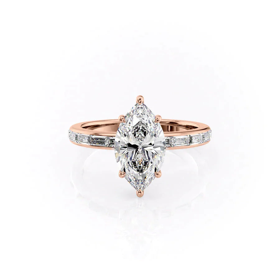 The Jennifer Set With A 1 Carat Marquise 14K Rose Gold Lab Diamond