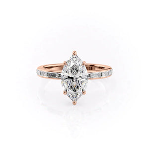 The Jennifer Set With A 2.5 Carat Marquise 14K Rose Gold Lab Diamond