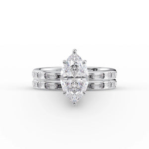 The Jennifer Set  With A 3 Carat Marquise 14K White Gold Moissanite