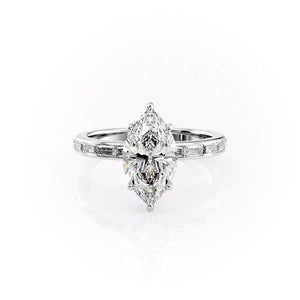 The Jennifer Set  With A 2.5 Carat Marquise 14K White Gold Moissanite