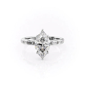 The Jennifer Set With A 3 Carat Marquise 14K White Gold Lab Diamond