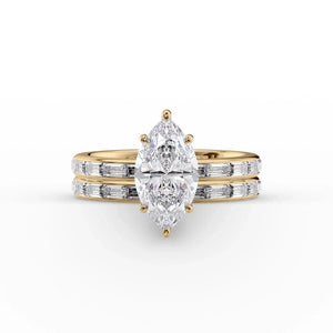 The Jennifer Set With A 1 Carat Marquise 18K Yellow Gold Lab Diamond