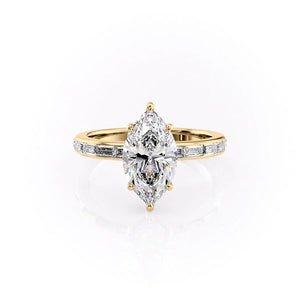 The Jennifer Set  With A 2 Carat Marquise 14K Yellow Gold Moissanite