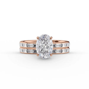 The Jennifer Set  With A 5 Carat Oval 14K Rose Gold Moissanite
