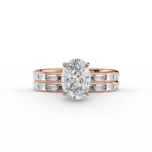 The Jennifer Set  With A 2.5 Carat Oval 14K Rose Gold Moissanite